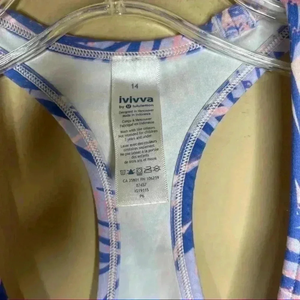 Ivivva By Lululemon Girls Racerback Keep Ur Cool Tank Top Palm Tree Leafs Top - Picture 3 of 6
